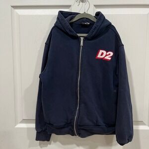 Dsquared2 Kids Navy Blue Full Zip Hoodie D2 Logo Size 12Y